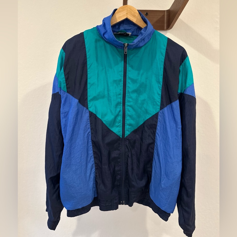 Retro 80s Color Block Windbreaker Jacket